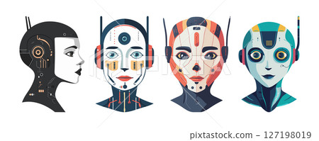 AI Robot Girl Headshots: Digital Art Illustrations AI Robot Girl Headshots: Digital Art Illustrations 127198019