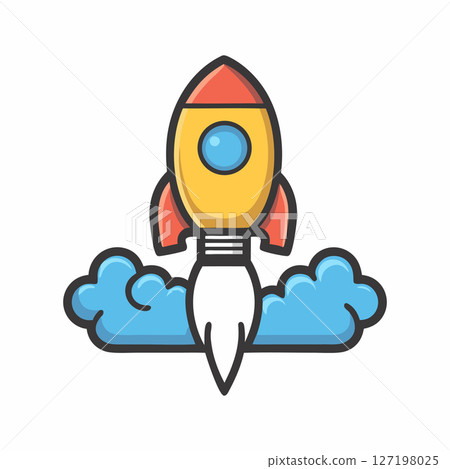 Launching a Startup: Rocket Ship Icon Illustration 127198025