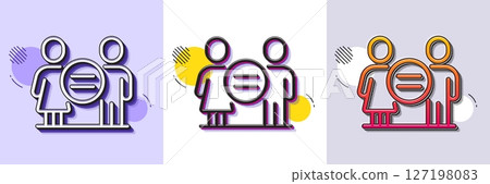 Equality line icon. Halftone dotted pattern. Gradient icon with grain shadow. Ethics balance sign. Equal gender symbol. Line equality icon. Various designs. Vector 127198083