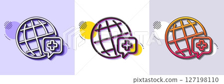 World medicine line icon. Halftone dotted pattern. Gradient icon with grain shadow. Medical help sign. Pharmacy medication symbol. Line world medicine icon. Various designs. Vector World medicine line icon. Halftone dotted pattern. Gradient icon with grain shadow. Medical help sign. Pharmacy medication symbol. Line world medicine icon. Various designs. Vector 127198110