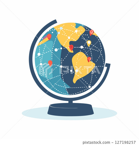Global Network: World Map Globe Illustration 127198257