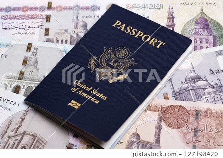 American passport on Egyptian pound 127198420