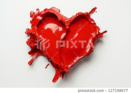 Colorful Heart Crafted From Vibrant Paint Splashes on a Clean White Canvas. Generative AI 127198677