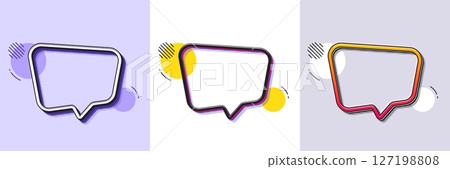 Chat comment line icon. Halftone dotted pattern. Gradient icon with grain shadow. Speech bubble sign. Social media message symbol. Line chat message icon. Various designs. Vector 127198808