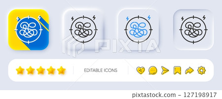 Stress line icon. Neumorphic, Flat shadow, 3d buttons. Anxiety depression target sign. Mental health symbol. Line stress icon. Social media icons. Vector 127198917