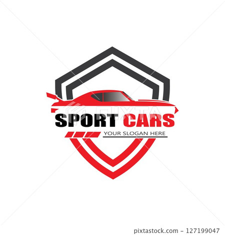sport car logo template design vector - Vector 127199047