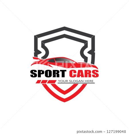 sport car logo template design vector - Vector 127199048