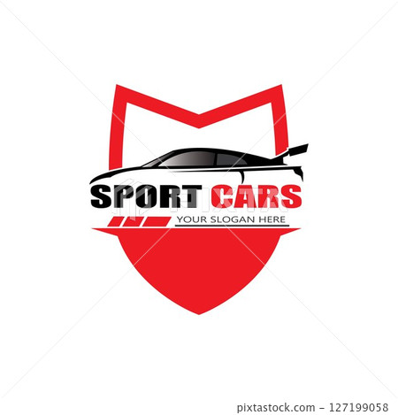 sport car logo template design vector - Vector 127199058