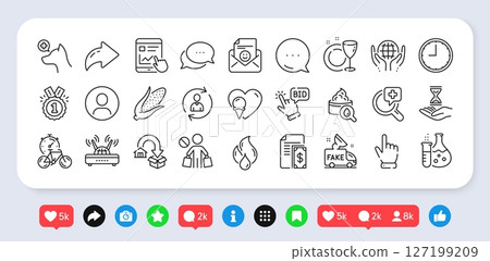 Flammable fuel, Cursor and Time line icons pack. Social media: share, comment, like icons. Organic tested, Veterinary clinic, Headshot web icon. Vector Flammable fuel, Cursor and Time line icons pack. Social media: share, comment, like icons. Organic tested, Veterinary clinic, Headshot web icon. Vector 127199209