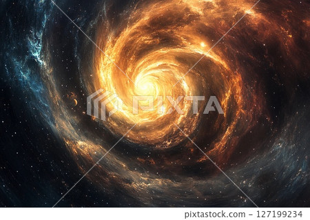 Galactic Swirl of Colors Igniting the Vastness of Cosmic Wonder. Generative AI 127199234