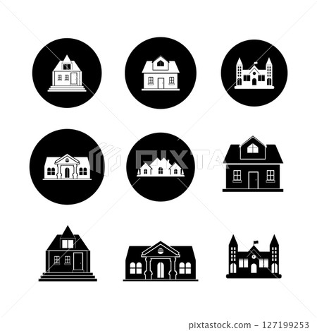 icon set of simple house design icon set of simple house design 127199253