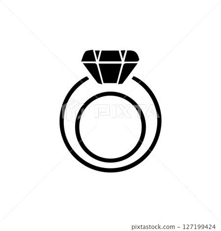 simple icon of ring with gemstone 127199424