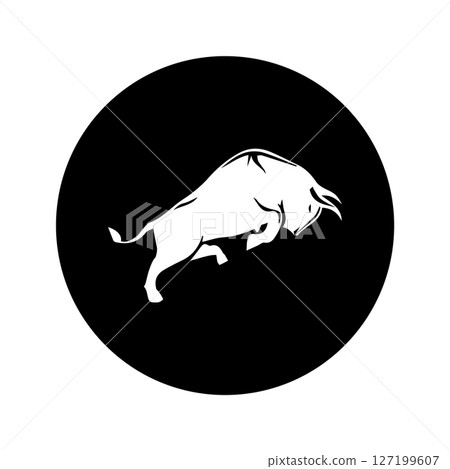 Cow graphic icon. Cow black silhouette isolated on white background. Vector illustratio 127199607
