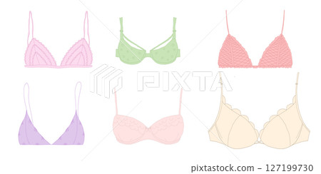 Feminine Underwear Line Art Delicate Lace Bra Vector Drawing Feminine Underwear Line Art Delicate Lace Bra Vector Drawing 127199730
