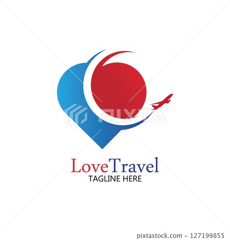 Love Travel logo vector icon design template 127199855