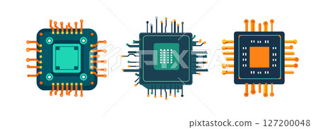 Microchip Technology: CPU, Processor, Semiconductor Illustration Microchip Technology: CPU, Processor, Semiconductor Illustration 127200048