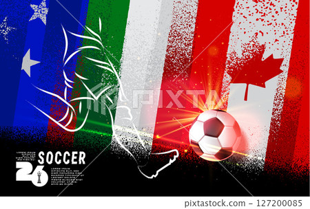 Grunge vector poster for Soccer Tournament 2026 featuring dynamic brush textures 127200085