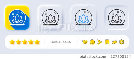 Lotus line icon. Neumorphic, Flat shadow, 3d buttons. Yoga meditation flower sign. Mind relax and peace symbol. Line lotus icon. Social media icons. Vector Lotus line icon. Neumorphic, Flat shadow, 3d buttons. Yoga meditation flower sign. Mind relax and peace symbol. Line lotus icon. Social media icons. Vector 127200134