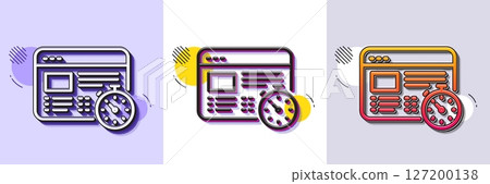 Web timer line icon. Halftone dotted pattern. Gradient icon with grain shadow. Online quiz test sign. Line web timer icon. Various designs. Vector Web timer line icon. Halftone dotted pattern. Gradient icon with grain shadow. Online quiz test sign. Line web timer icon. Various designs. Vector 127200138