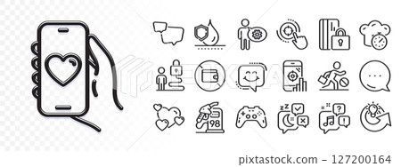 Voicemail, Blocked card and Share idea line icons for web app. Glare of light effect. Message icon. Pack of Speech bubble, Seo phone, Cogwheel pictogram icons. Vector 127200164