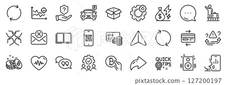 Squad, Luggage belt and Parking line icons pack. Share, Message, Paper plane icons. Speakers, Bitcoin pay, Book web icon. Refresh, Card, Open box pictogram. Credit card, Teamwork, Qr code. Vector Squad, Luggage belt and Parking line icons pack. Share, Message, Paper plane icons. Speakers, Bitcoin pay, Book web icon. Refresh, Card, Open box pictogram. Credit card, Teamwork, Qr code. Vector 127200197