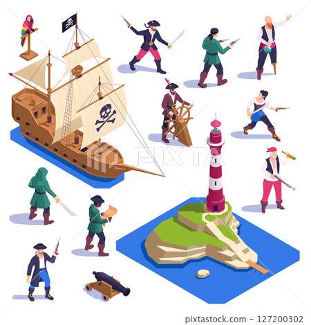 Pirate Elements Isometric mini compositions 127200302