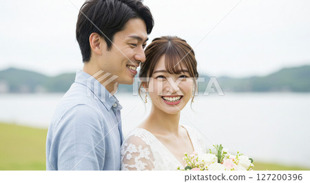 Couple portrait taken in natural light 127200396