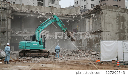 拆除現場和正在運轉的重型機械 127200543