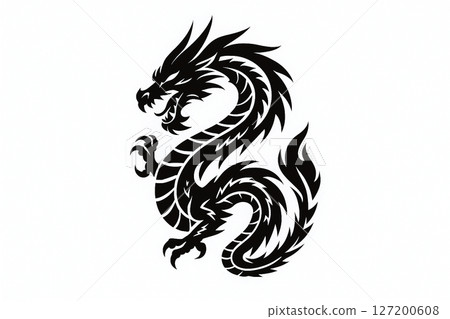 Monochrome tribal dragon (tattoo-style design) Monochrome tribal dragon (tattoo-style design) 127200608