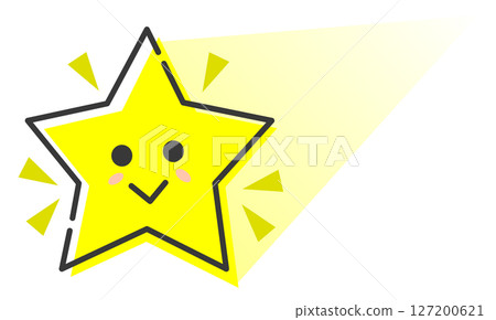 An illustration of a star with a cute face, sparkling and shining in the night sky 127200621