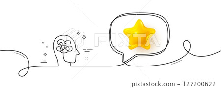 Stress line icon. Continuous line with 3d star. Confused mind sign. Depression or Mental health symbol. 3d star in speech bubble. Stress single line ribbon. Loop curve pattern. Vector Stress line icon. Continuous line with 3d star. Confused mind sign. Depression or Mental health symbol. 3d star in speech bubble. Stress single line ribbon. Loop curve pattern. Vector 127200622