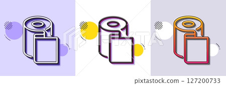 Paper wallpaper line icon. Halftone dotted pattern. Gradient icon with grain shadow. Paper towels sign. Cling film roll symbol. Line paper wallpaper icon. Various designs. Vector Paper wallpaper line icon. Halftone dotted pattern. Gradient icon with grain shadow. Paper towels sign. Cling film roll symbol. Line paper wallpaper icon. Various designs. Vector 127200733