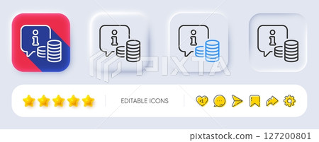 Information line icon. Neumorphic, Flat shadow, 3d buttons. Info speech bubble sign. Money inform symbol. Line info icon. Social media icons. Vector Information line icon. Neumorphic, Flat shadow, 3d buttons. Info speech bubble sign. Money inform symbol. Line info icon. Social media icons. Vector 127200801