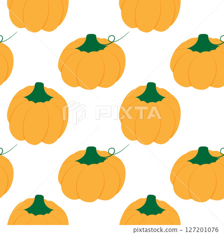 Minimalistic Hand drawn Pumpkins Seamless Pattern Thanksgiving or Autumn events Festive Background 127201076