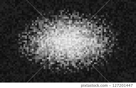 Soft pixel glitch noise gradient. Bright center fades into dark corners, creating a compressed data or digital blur texture. Modern abstract interface feel. Vector illustration. Soft pixel glitch noise gradient. Bright center fades into dark corners, creating a compressed data or digital blur texture. Modern abstract interface feel. Vector illustration. 127201447