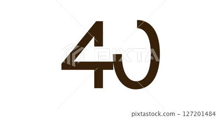 Minimalist Number 40 in Modern Cut-Out Style, Bold Abstract Typeface for Creative Design, Birthday, Anniversary, Poster or Logo Use. Vector Illustration. 127201484