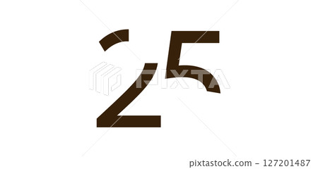 Minimalist Number 25 in Modern Cut-Out Style, Bold Abstract Typeface for Creative Design, Birthday, Anniversary, Poster or Logo Use. Vector Illustration. Minimalist Number 25 in Modern Cut-Out Style, Bold Abstract Typeface for Creative Design, Birthday, Anniversary, Poster or Logo Use. Vector Illustration. 127201487
