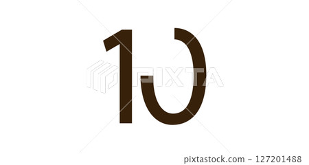 Minimalist Number 10 in Modern Cut-Out Style, Bold Abstract Typeface for Creative Design, Birthday, Anniversary, Poster or Logo Use. Vector Illustration. Minimalist Number 10 in Modern Cut-Out Style, Bold Abstract Typeface for Creative Design, Birthday, Anniversary, Poster or Logo Use. Vector Illustration. 127201488