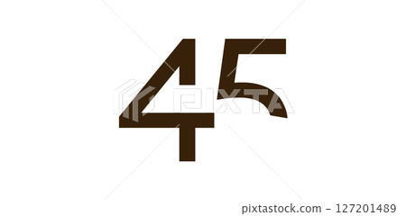 Minimalist Number 45 in Modern Cut-Out Style, Bold Abstract Typeface for Creative Design, Birthday, Anniversary, Poster or Logo Use. Vector Illustration. 127201489