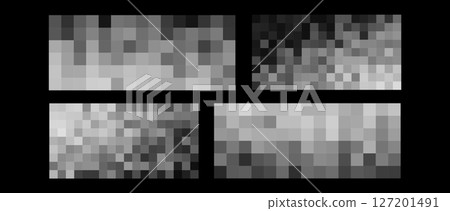 Abstract pixel noise pattern, grayscale AI neural network visualization. Data activation map or digital signal distortion texture. Tech research background. Vector illustration. 127201491