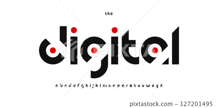 Digital modern cutout alphabet, abstract tech font, futuristic dot typeface for creative branding logo, techno space interface headline, app typography, geometric typographic design. Vector typeset Digital modern cutout alphabet, abstract tech font, futuristic dot typeface for creative branding logo, techno space interface headline, app typography, geometric typographic design. Vector typeset 127201495