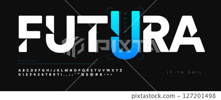 Futuristic cutout alphabet, scifi robotic digital font, bold techno space typescript for UI typographic design, cyber HUD headline, geometric tech typography, modern UX app. Vector typeset. Futuristic cutout alphabet, scifi robotic digital font, bold techno space typescript for UI typographic design, cyber HUD headline, geometric tech typography, modern UX app. Vector typeset. 127201498