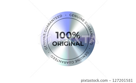 Original genuine guaranteed badge in silver chrome style. Suitable for certified labels, ecommerce product assurance, branding, marketing visuals, and trusted tag design. Vector illustration. 127201581