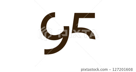 Minimalist Number 95 in Modern Cut-Out Style, Bold Abstract Typeface for Creative Design, Birthday, Anniversary, Poster or Logo Use. Vector Illustration. 127201608