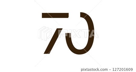 Minimalist Number 70 in Modern Cut-Out Style, Bold Abstract Typeface for Creative Design, Birthday, Anniversary, Poster or Logo Use. Vector Illustration. 127201609