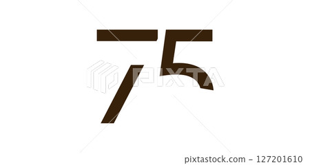 Minimalist Number 75 in Modern Cut-Out Style, Bold Abstract Typeface for Creative Design, Birthday, Anniversary, Poster or Logo Use. Vector Illustration. Minimalist Number 75 in Modern Cut-Out Style, Bold Abstract Typeface for Creative Design, Birthday, Anniversary, Poster or Logo Use. Vector Illustration. 127201610
