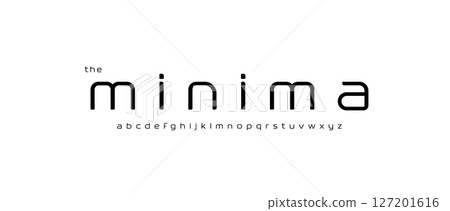 Minimal logo alphabet, futuristic sans serif letters, clean geometric font for sleek branding, modern startup identity, contemporary UI typography, modern typographic design. Vector typeset. 127201616