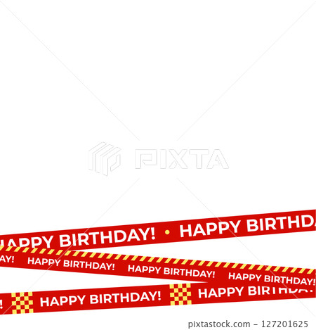 Happy Birthday Red Banner Tape Vector. Multiple Diagonal Ribbons with Text Isolated on Transparent Background 127201625
