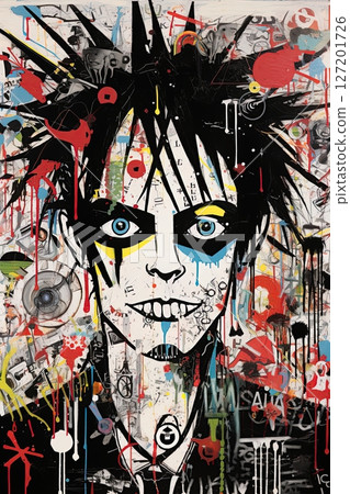 Punker portrait. Diversity style, artistic, abstract poster design. Generative Ai 127201726