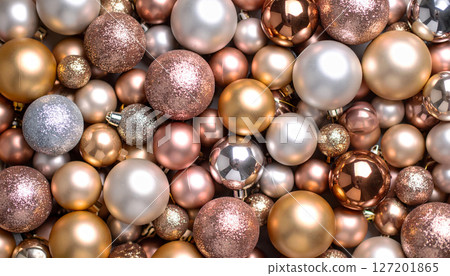 A background of glittering Christmas ball ornaments 127201865